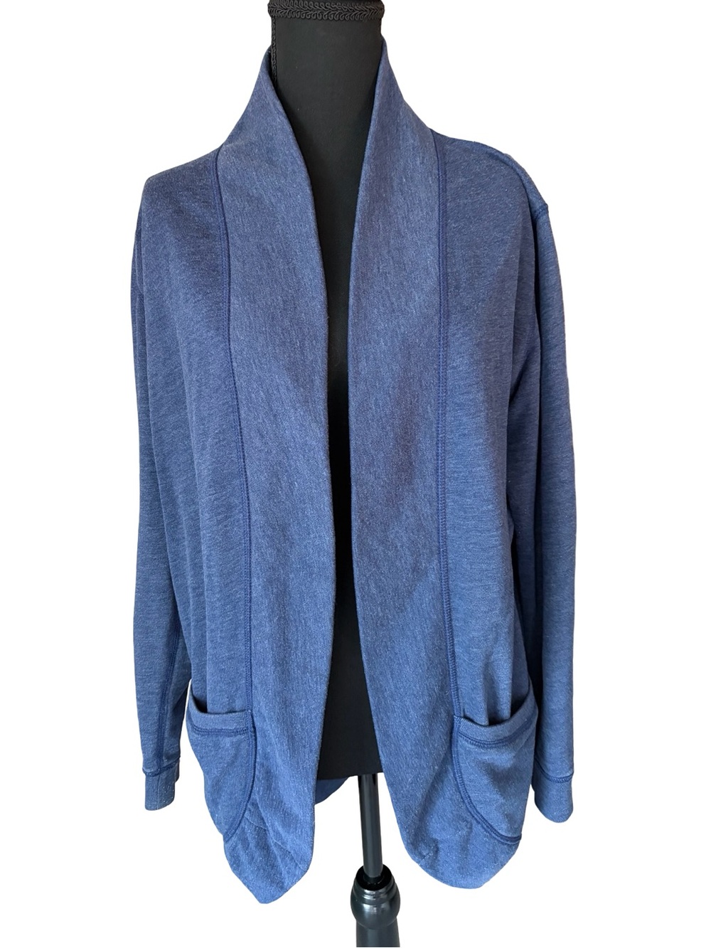 Tommy Bahama Blue Open-Front Shawl Cardigan with Pockets